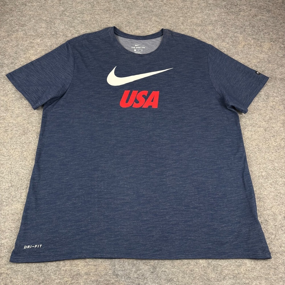 Nike Dri Fit Team USA T-Shirt Athletic Cut Blue Mens XXL 2XL - Picture 2 of 11
